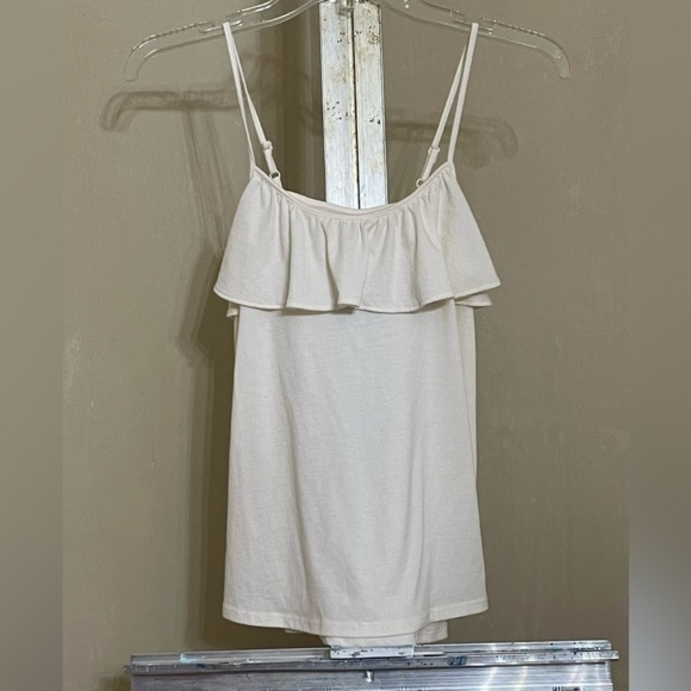 OLD NAVY CREAM RUFFLE TANK TOP GIRKS SZ LARGE 10/12